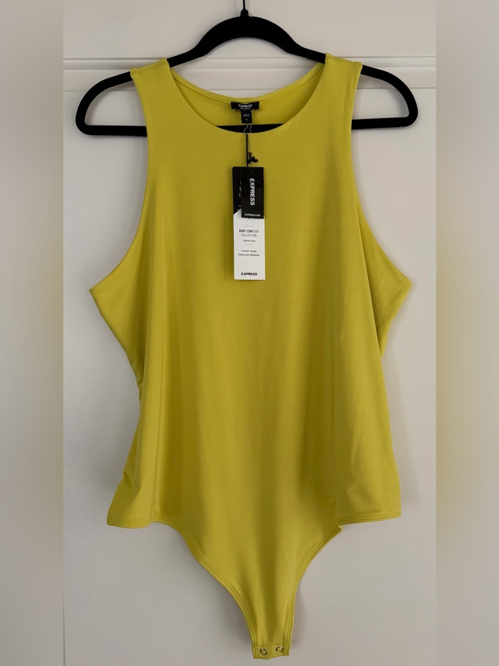 Express Body Contour Compression Sleeveless Bodysuit in Yellow/Green